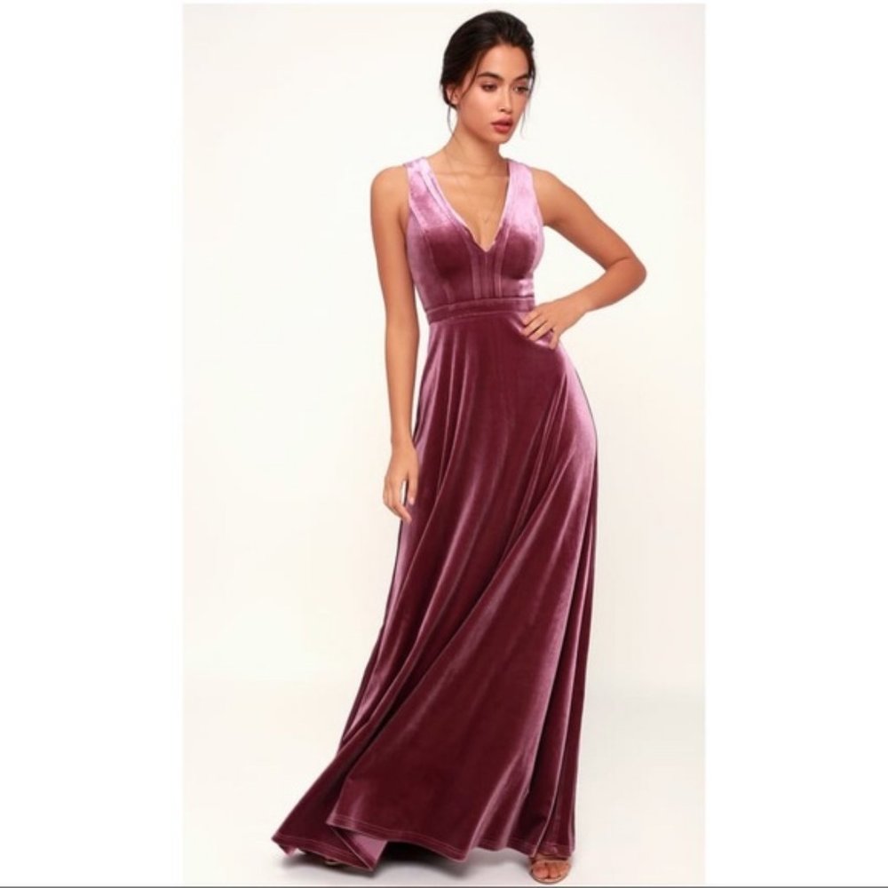 LULU'S BEAUTIFUL NIGHT VELVET MAXI DRESS XS NWT